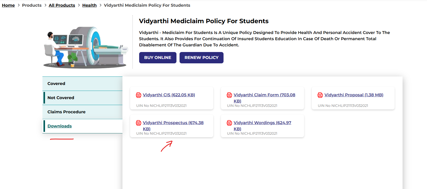 Vidyarthi Mediclaim Policy For Students